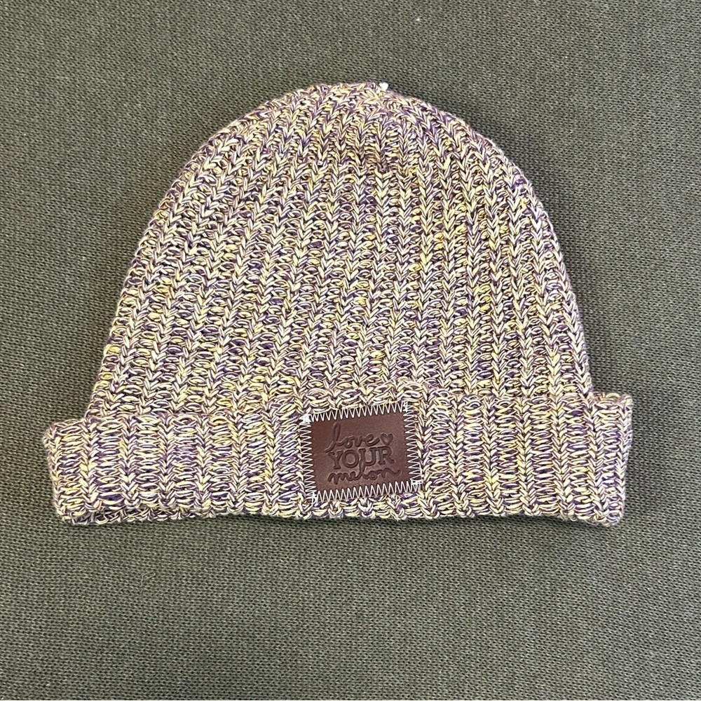 Love your Melon Purple and Yellow Knit Beenie